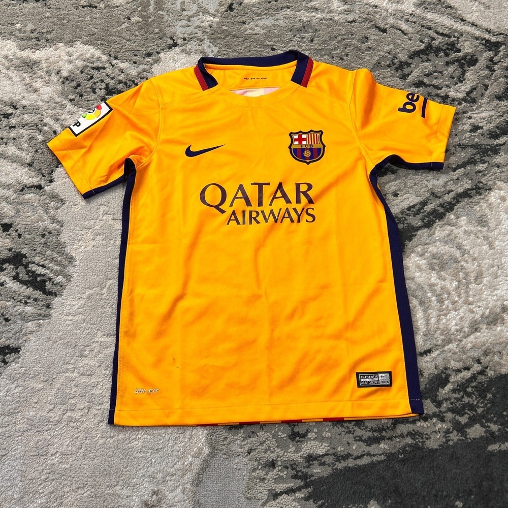Nike FC Barcelona Yellow and Navy Away Jersey